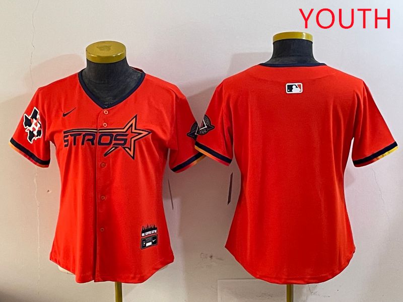 Youth Houston Astros Blank Orange Three generations Joint Name 2025 Nike MLB Jersey style 2->youth mlb jersey->Youth Jersey